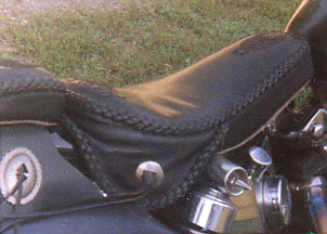 custom leather motorcycle seat braided