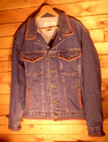 denim jacket with braided leather