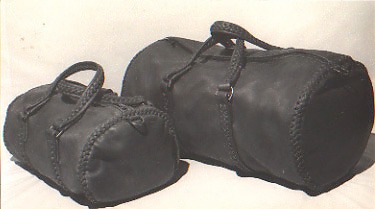leather duffel bags, large and small, braided, custom, handmade